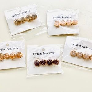 Crystal Round Glitter Alligator Bobby Pins -5 NWOT